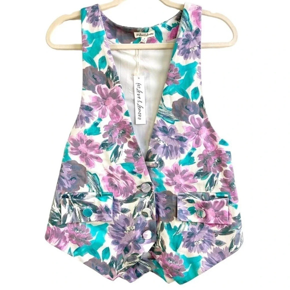 For Love & Lemons x Revolve Tamara Floral Vest Deep V Plunge Top NWT L - Picture 2 of 6